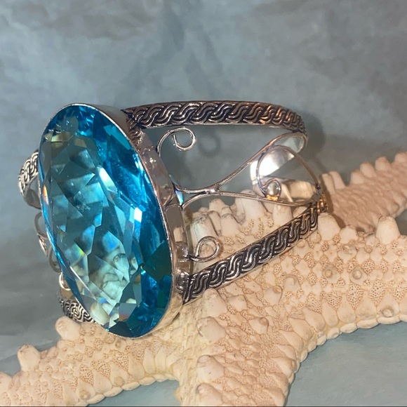 Stunning Blue Tourmaline HUGE handcrafted cuff - Picture 5 of 8